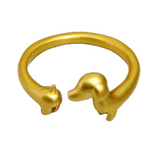 OralGos Witzige Dackel-Ringe, verstellbare offene Ringe, stilvolle Hip-Hop-Fingerringe, vielseitiges Punk-Zubehör für Frauen und Mädchen, Metall von OralGos