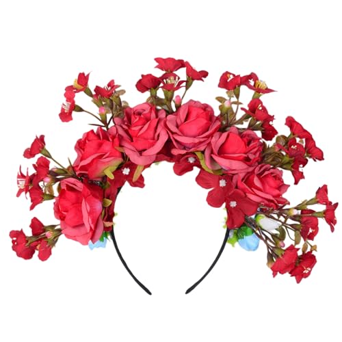 OralGos Zarte Blumen-Haarreifen im ethnischen Stil, für Mädchen und Frauen, Foto-Stirnband, Hochzeit, Party, Braut, realistisches Blumen-Stirnband von OralGos