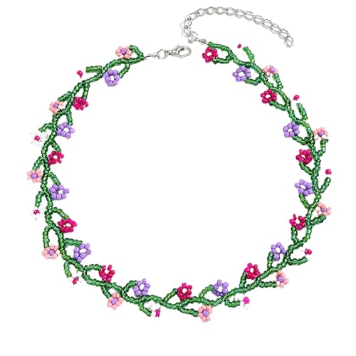 OralGos Zarte süße bunte handgemachte Blumen-Choker-Perlen-Schlüsselbein-Halsketten, Damenschmuck, Halsschmuck für Damen und Mädchen, Perlen von OralGos