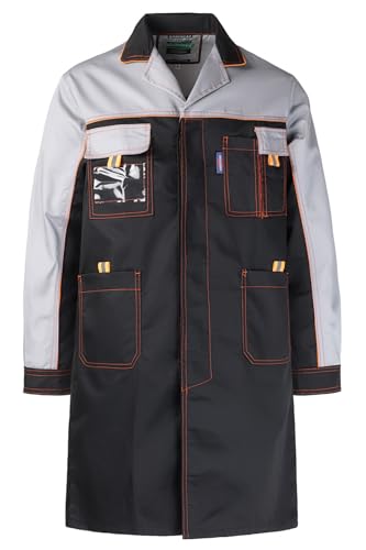 Oralidera Arbeitskittel Herren Werkstatt Arbeitsmantel Laborkittel Berufskittel Arbeitsjacke Kittel Labormantel Werkstattkittel Berufsmantel, Schwarz, XXL von Oralidera