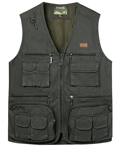 Oralidera Herren Angeln Weste Sommerweste Arbeitsweste Outdoor Hundeweste Freizeitweste Leicht Anglerweste mit Vielen Taschen, Grün, M von Oralidera