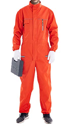 Oralidera Herren Arbeit Overall mit Elastischer Taille Maleroverall mit vielen Taschen Handwerker Jumpsuit Arbeitskleidung mit Stehkragen von Oralidera