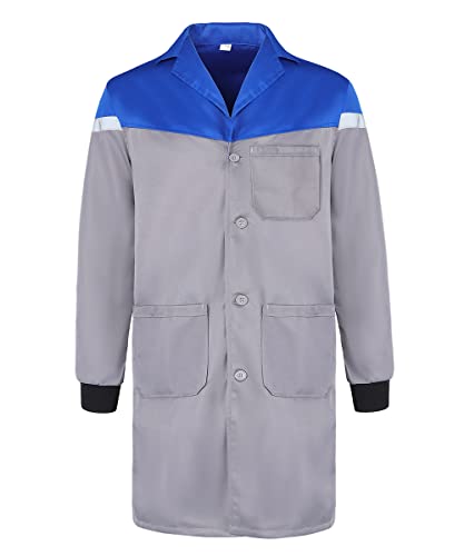 Oralidera Herren Arbeitskittel mit Taschen Arbeitsmantel Herren Arbeits Kittel Berufsmantel für Handwerker Warenhaus Werkstatt Lange Jacke von Oralidera