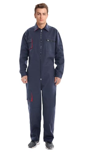 Oralidera Herren Arbeitsoverall Mechanisch Jumpsuit Overall mit vielen Taschen Maleroverall Arbeitskleidung für Handwerker, Blau, XXL von Oralidera