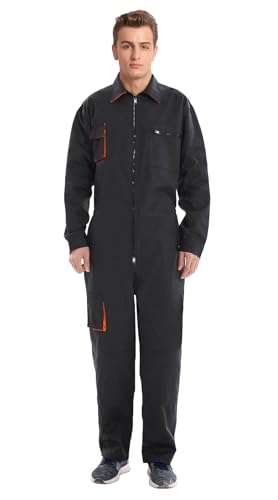 Oralidera Herren Arbeitsoverall Mechanisch Jumpsuit Overall mit vielen Taschen Maleroverall Arbeitskleidung für Handwerker, Schwarz, S von Oralidera