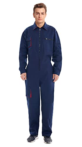 Oralidera Herren Arbeitsoverall Mechanisch Jumpsuit Overall mit vielen Taschen Maleroverall Arbeitskleidung für Handwerker, Blau, 3XL von Oralidera