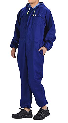 Oralidera Herren Baumwolle Arbeitsoverall mit Kapuze Maleroverall mit vielen Taschen Mechanisch Handwerker Jumpsuit Arbeitskleidung von Oralidera