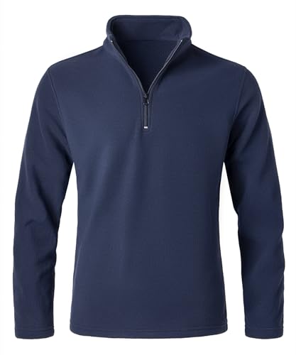Oralidera Herren Fleece-Sweatshirt Langarm Fleecepullover Troyer mit Viertel-Reißverschluss Winterpullover Fleecejacken Pulli Pullover mit Stehkragen, Blau, L von Oralidera