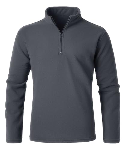 Oralidera Herren Fleece-Sweatshirt Langarm Fleecepullover Troyer mit Viertel-Reißverschluss Winterpullover Fleecejacken Pulli Pullover mit Stehkragen, Grau, XL von Oralidera
