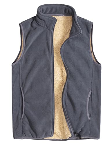 Oralidera Herren Fleeceweste Outdoor Westen mit Taschen und Reißverschluss Casual Winterweste für Männer Warm Ärmellos Fleecejacke mit Plüsch Gefüttert, Grau, XXL von Oralidera