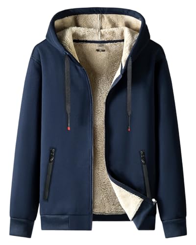 Oralidera Herren Kapuzenpullover Fleece Sweatshirt Kapuzenjacke Warmes Casual Fleecejacke Cardigan Sweatjacke Gefüttert mit Kapuze und Reißverschluss von Oralidera