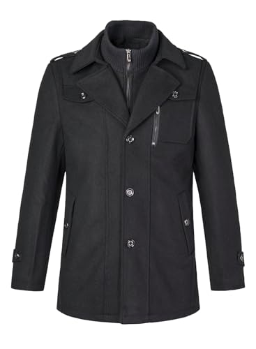 Oralidera Herren Kurzmantel Wollmischung mit Stehkragen Slim Fit Kurzer Wollmantel Business Herrenmantel Wintermantel Übergangsjacke Winterjacke, Schwarz, M von Oralidera