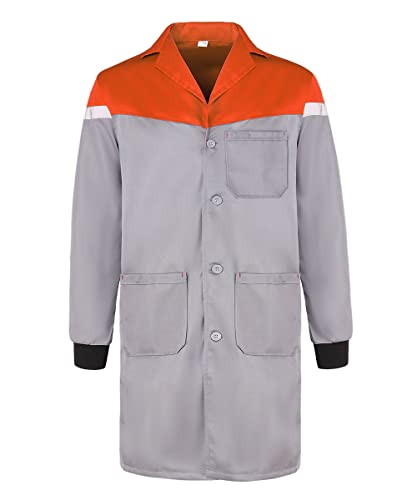 Oralidera Herren Arbeitskittel mit Taschen Arbeitsmantel Herren Arbeits Kittel Berufsmantel für Handwerker Warenhaus Werkstatt Lange Jacke von Oralidera