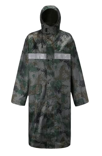 Oralidera Herren Outdoor Regenmantel Wasserdichte Lange Regenjacke Portable Leichte Regenjacke mit Verstellbarer Kapuze Wasserdichte Regenmantel, Camouflage, XXL von Oralidera