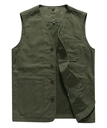 Oralidera Herren Outdoor Weste Ärmellose Jacke Hundesportweste Anglerweste Fotografie Freizeitweste Sommer Atmungsaktiv Funktionsweste Jagdweste, Grün, 4XL von Oralidera
