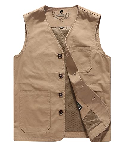 Oralidera Herren Outdoor Weste Freizeit Ärmellose Jacke Outdoor Weste Fotografie Freizeitweste Sommer Atmungsaktiv Funktionsweste Wander Weste, A- Khaki, L von Oralidera