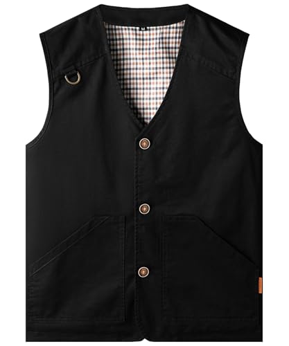 Oralidera Herren Outdoor Weste mit Multi-Taschen Ärmellose Jacke Anglerweste Safari Wanderweste Sommer Jagdweste Arbeitsweste, Schwarz, M von Oralidera