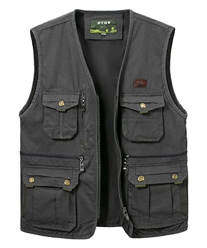 Oralidera Herren Anglerweste Ärmellos Jacke Outdoor Weste Jagdweste Sommer Herrenwesten Sportlich Fotografie Funktionsweste mit Vielen Taschen, Grün, L von Oralidera