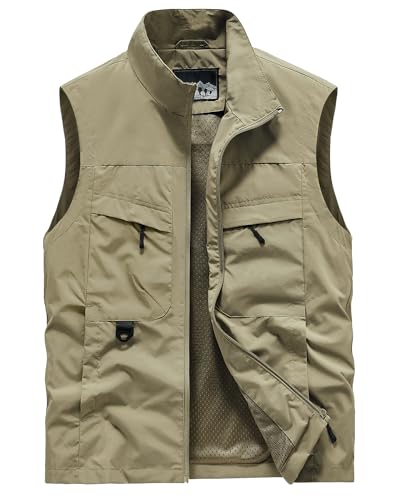 Oralidera Herren Angelnweste Atmungsaktiv Outdoor Weste mit Vielen Taschen Arbeitsweste Sportlich Sommerweste Leicht Reiseweste Schnell trocknende Funktionsweste, Khaki, XL Oralidera Herren Angelnweste Atmungsaktiv Outdoor Weste mit Vielen Taschen Arbeitsweste Sportlich Sommerweste Leicht Reiseweste Schnell trocknende Funktionsweste, Khaki, XL von Oralidera