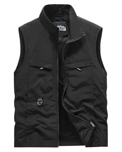 Oralidera Herren Angelnweste Atmungsaktiv Outdoor Weste mit Vielen Taschen Arbeitsweste Sportlich Sommerweste Leicht Reiseweste Schnell trocknende Funktionsweste, Schwarz, 3XL Oralidera Herren Angelnweste Atmungsaktiv Outdoor Weste mit Vielen Taschen Arbeitsweste Sportlich Sommerweste Leicht Reiseweste Schnell trocknende Funktionsweste, Schwarz, 3XL von Oralidera