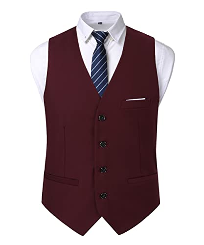Oralidera Herren Slim Fit Sakko Business Weste Anzugweste Freizeit V-Ausschnitt Ärmellose Westen Hochzeit Knopfleiste Anzug Weste von Oralidera