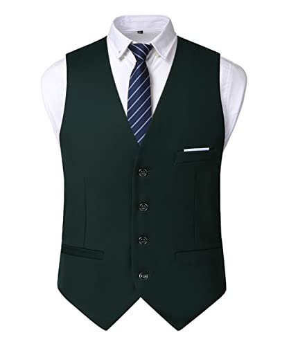 Oralidera Herren Slim Fit Sakko Business Weste Anzugweste Freizeit V-Ausschnitt Ärmellose Westen Hochzeit Knopfleiste Anzug Weste von Oralidera