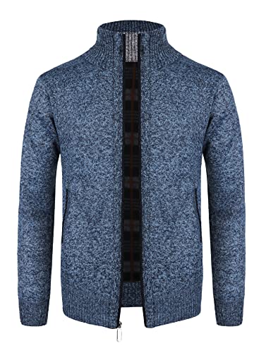 Oralidera Herren Strickjacke Mit Stehkragen Reißverschluss Herren Fleecejacke Langarm Winterjacke Sweatjacke Gestrickt Cardigan, Blau, L von Oralidera