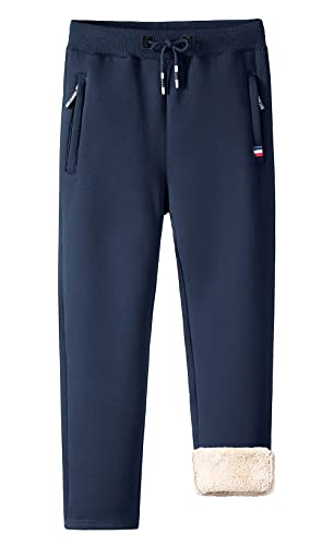 Oralidera Herren Trainingshose Fleece Gefütterte Lange Running-Hosen Freizeithose mit Kordelzug Winter Outdoor Sporthose Jogginghose mit Reißverschlusstaschen, A-Blau, XL von Oralidera