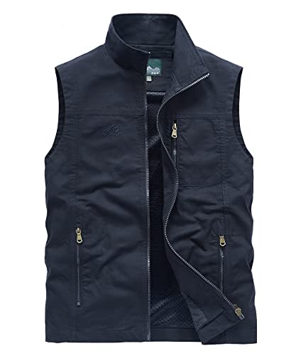 Oralidera Outdoor Safari Weste mit vielen Taschen Jagd und Angler Fotografie Sommer Wandern Weste Freizeitweste Trekking Ärmellose Jacke Funktionsweste, Blau, XXL von Oralidera