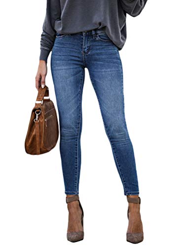 ORANDESIGNE Damen Skinny Jeans Mittlerer Bundhöhe Stretch Schmal Geschnittene Jeanshose Hellblau M von ORANDESIGNE