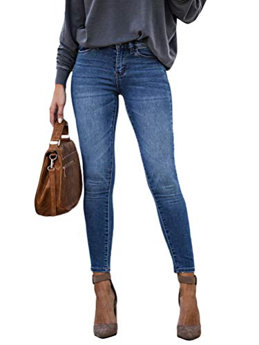 ORANDESIGNE Damen Skinny Jeans Mittlerer Bundhöhe Stretch Schmal Geschnittene Jeanshose Hellblau XX-Large von ORANDESIGNE