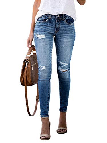 ORANDESIGNE Damen Skinny Jeans Mittlerer Bundhöhe Stretch Schmal Geschnittene Jeanshose Z3 Hellblau M von ORANDESIGNE
