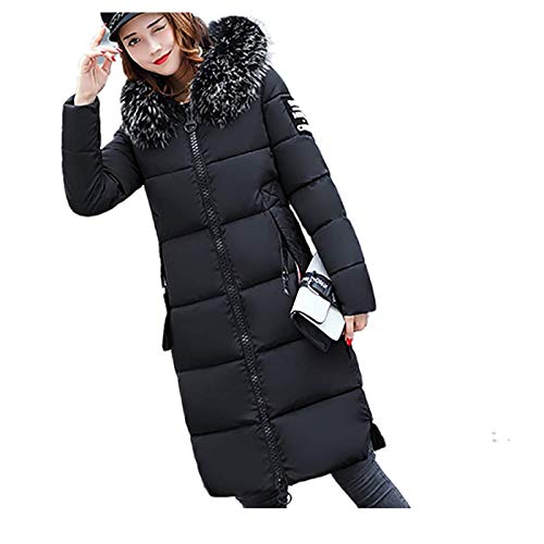 ORANDESIGNE Damen WinterJacke Wintermantel Lange Warme Winter Mantel Dicke Daunenjacke Parka Winter Warm Outwear Jacke Langer Gerader Mantel Mit Kapuze Schwarz DE 44 von ORANDESIGNE