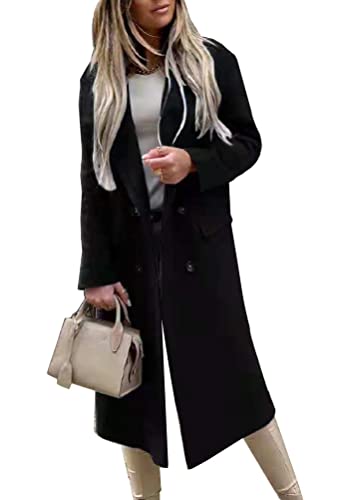 ORANDESIGNE Jacke Damen Trenchcoat Langer Herbst Winter Mantel Trenchcoat Warm Slim Langer Jacken Overcoat Oberbekleidung Mode Einfarbig Revers Damenmantel Wollmantel Windjacke Z3 Schwarz M von ORANDESIGNE