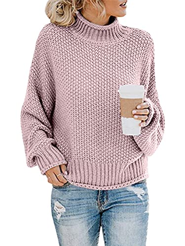 ORANDESIGNE Pullover Damen Rollkragenpullover Elegant Strickpullover Grobstrickpullover Winter Casual Lose Pulli Langarm Oberteile von ORANDESIGNE