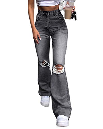 ORANDESIGNE Schlaghosen Damen Jeanshosen Röhrenjeans Skinny Slim Fit Stretch Stylische Boyfriend Jeans Zerrissene Destroyed Jeans Hose mit Löchern Lässig von ORANDESIGNE