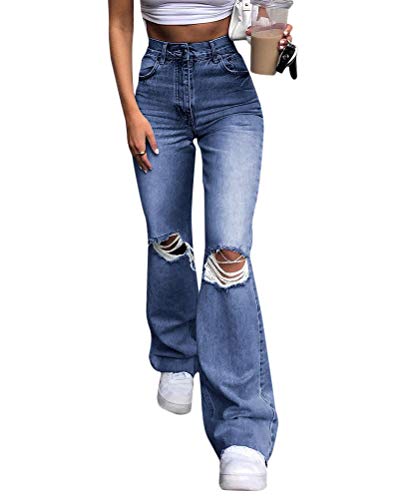 ORANDESIGNE Schlaghosen Damen Jeanshosen Röhrenjeans Skinny Slim Fit Stretch Stylische Boyfriend Jeans Zerrissene Destroyed Jeans Hose mit Löchern Lässig von ORANDESIGNE