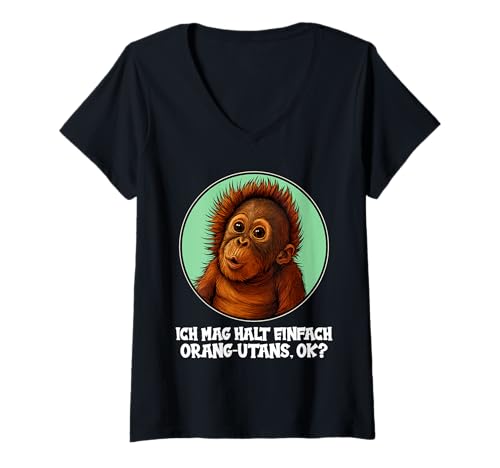 Damen Orang-Utans Orang-Utan T-Shirt mit V-Ausschnitt Damen Orang-Utans Orang-Utan T-Shirt mit V-Ausschnitt von Orang-Utans Orang-Utan Tier Shop