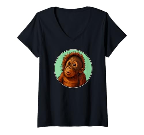 Damen Orang-Utans Orang-Utan T-Shirt mit V-Ausschnitt Damen Orang-Utans Orang-Utan T-Shirt mit V-Ausschnitt von Orang-Utans Orang-Utan Tier Shop