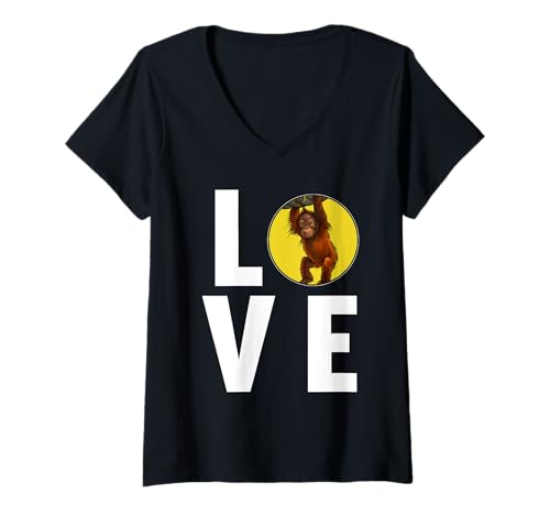 Damen Orang-Utans Orang-Utan T-Shirt mit V-Ausschnitt Damen Orang-Utans Orang-Utan T-Shirt mit V-Ausschnitt von Orang-Utans Orang-Utan Tier Shop