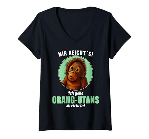 Damen Orang-Utans Orang-Utan T-Shirt mit V-Ausschnitt Damen Orang-Utans Orang-Utan T-Shirt mit V-Ausschnitt von Orang-Utans Orang-Utan Tier Shop