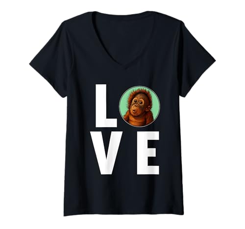 Damen Orang-Utans Orang-Utan T-Shirt mit V-Ausschnitt Damen Orang-Utans Orang-Utan T-Shirt mit V-Ausschnitt von Orang-Utans Orang-Utan Tier Shop