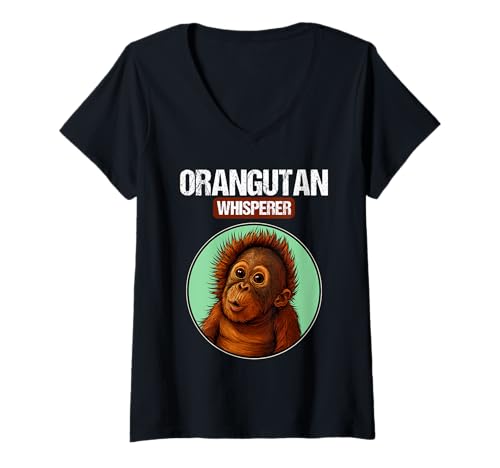 Damen Orang-Utans Orang-Utan T-Shirt mit V-Ausschnitt Damen Orang-Utans Orang-Utan T-Shirt mit V-Ausschnitt von Orang-Utans Orang-Utan Tier Shop