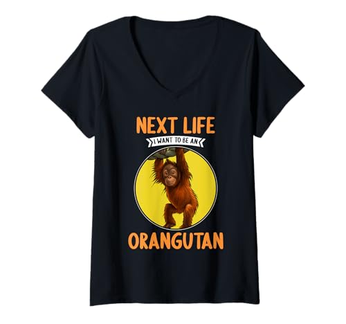 Damen Orang-Utans Orang-Utan T-Shirt mit V-Ausschnitt Damen Orang-Utans Orang-Utan T-Shirt mit V-Ausschnitt von Orang-Utans Orang-Utan Tier Shop