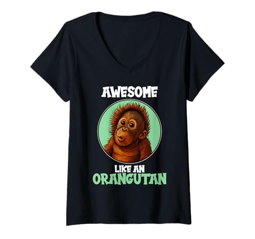 Damen Orang-Utans Orang-Utan T-Shirt mit V-Ausschnitt von Orang-Utans Orang-Utan Tier Shop