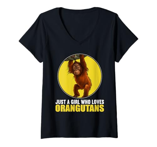 Damen Orang-Utans Orang-Utan T-Shirt mit V-Ausschnitt Damen Orang-Utans Orang-Utan T-Shirt mit V-Ausschnitt von Orang-Utans Orang-Utan Tier Shop