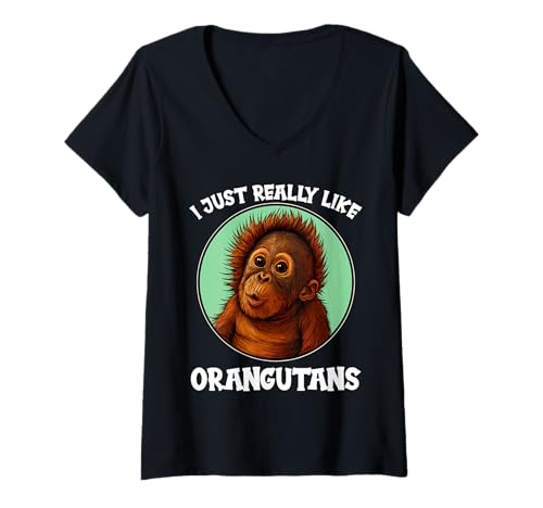 Damen Orang-Utans Orang-Utan T-Shirt mit V-Ausschnitt von Orang-Utans Orang-Utan Tier Shop