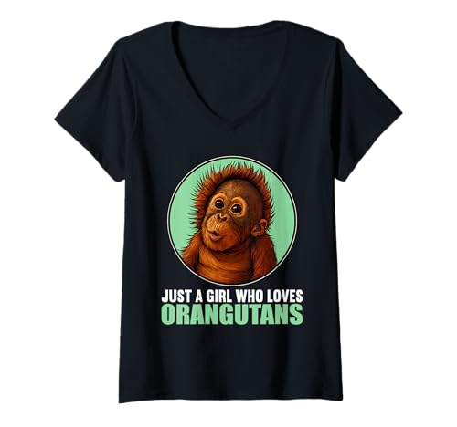 Damen Orang-Utans Orang-Utan T-Shirt mit V-Ausschnitt Damen Orang-Utans Orang-Utan T-Shirt mit V-Ausschnitt von Orang-Utans Orang-Utan Tier Shop
