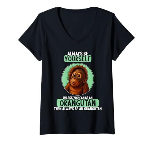Damen Orang-Utans Orang-Utan T-Shirt mit V-Ausschnitt Damen Orang-Utans Orang-Utan T-Shirt mit V-Ausschnitt von Orang-Utans Orang-Utan Tier Shop