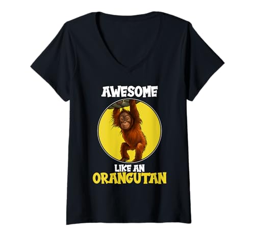 Damen Orang-Utans Orang-Utan T-Shirt mit V-Ausschnitt Damen Orang-Utans Orang-Utan T-Shirt mit V-Ausschnitt von Orang-Utans Orang-Utan Tier Shop